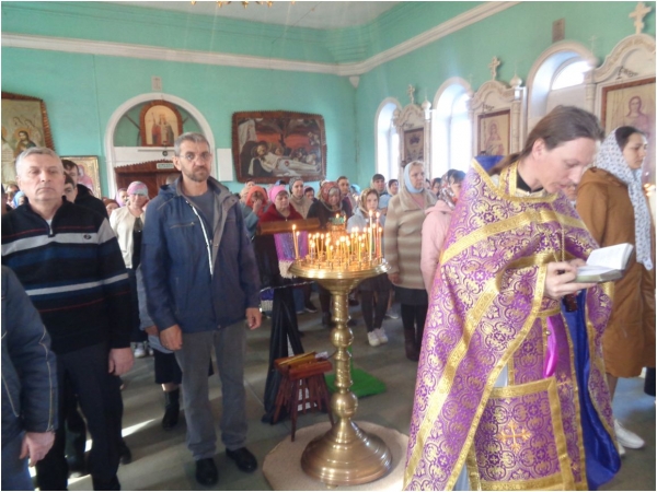 Богослужение в храме ст. Клетской: Неделя 5-я Великого поста, и Таинство Елеосвящения.