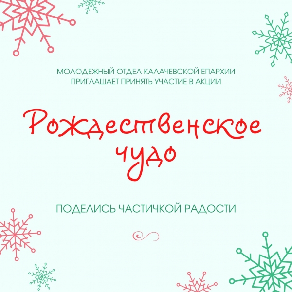 Епархиальный отдел по делам молодежи проводит акцию "Рождественское чудо".